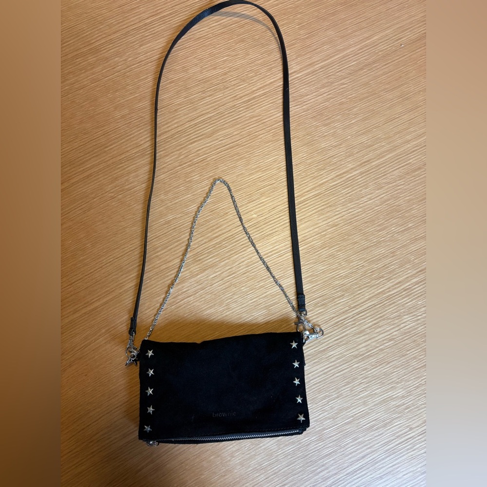 Brownie Black Suede Purse